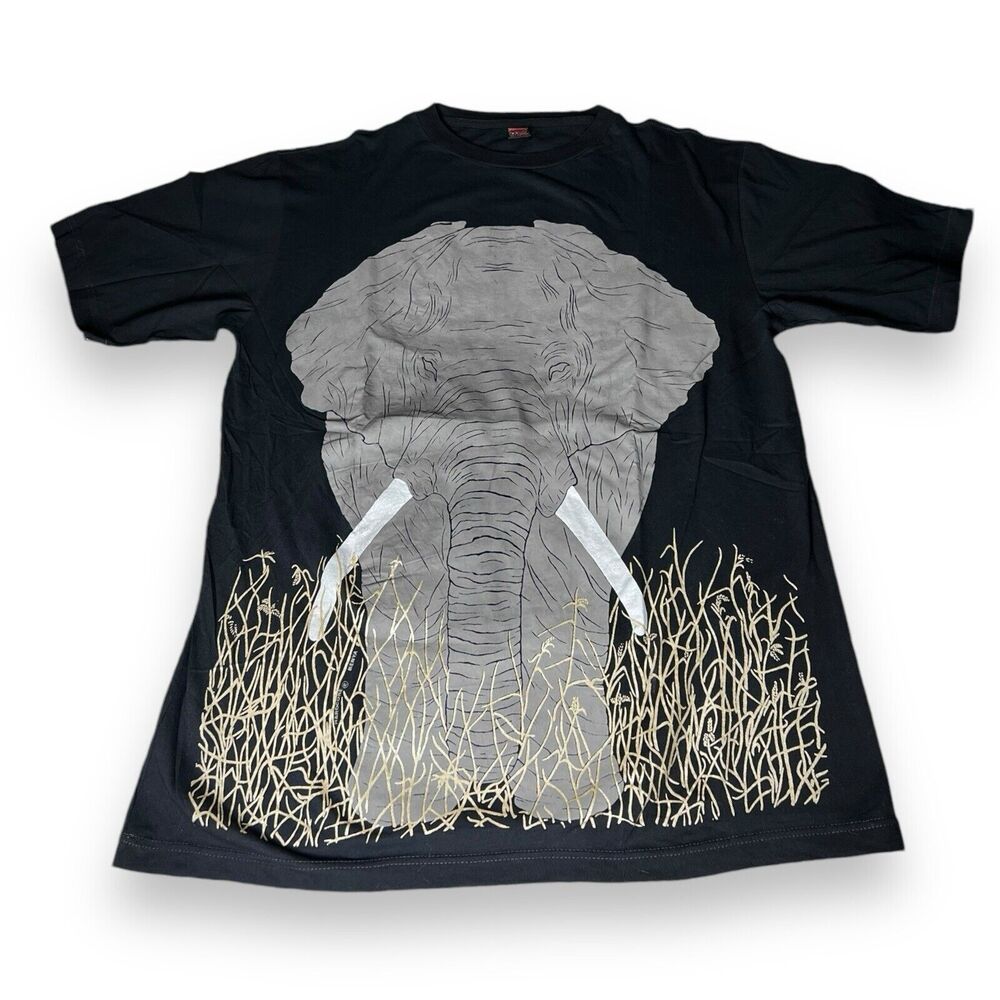 Elephant Safari Vintage 90’s Graphic Hardcore Kenya Black T-shirt Men’s Size 2XL
